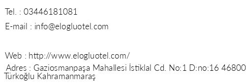 Elolu Otel telefon numaralar, faks, e-mail, posta adresi ve iletiim bilgileri